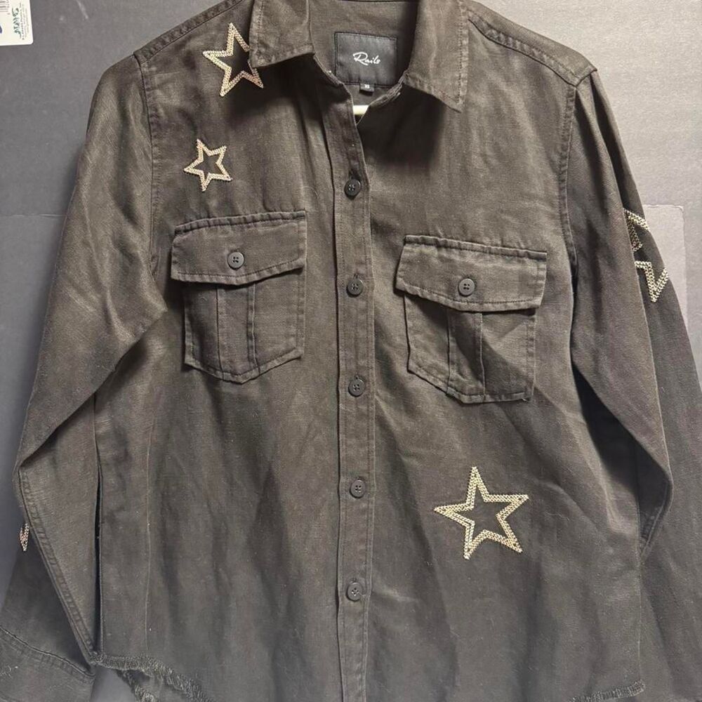 Rails Women's Brown and Black Shirt Grey Stars size XS